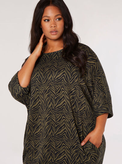Curve Zebra Cocoon Mini Dress