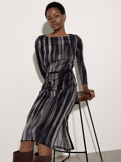 Painterly Stripe Knitted Midi Dress