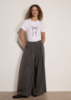 Wide-Leg Pleat Pinstripe Trousers, Grey, large