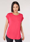 Curved Hem Jersey T-Shirt, Fuchsia, large