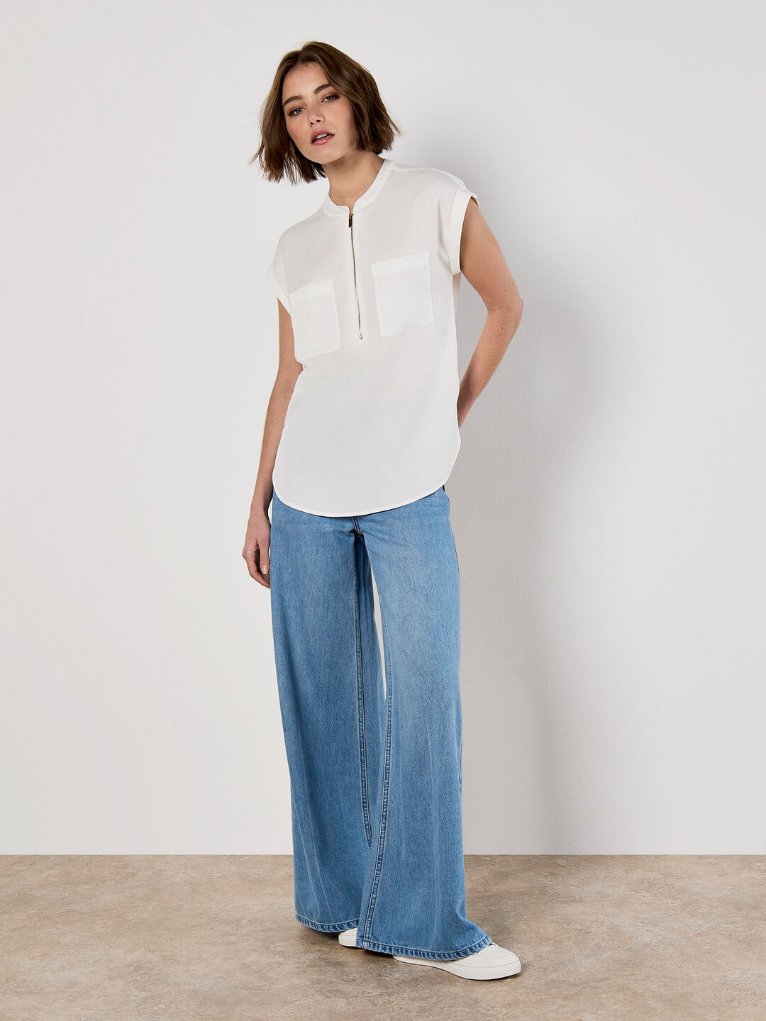 Image of Zip Front Patch Pocket Top