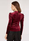 Ruched Shoulder Velvet Top , Burgundy, large
