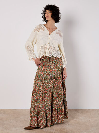 Ditsy Floral Tiered Maxi Skirt