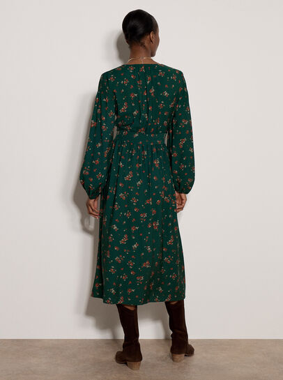 Vintage Floral Smocked Midi Dress