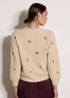 Floral Embroidered Jumper, Stone, large