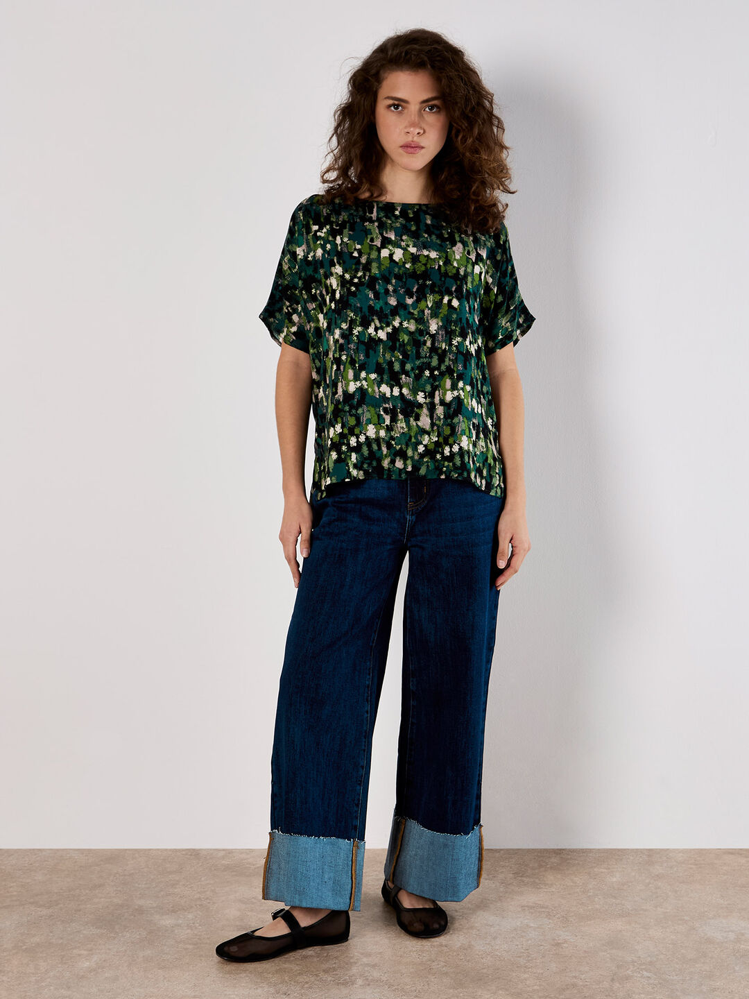 Image of Abstract Brushstroke Woven Top