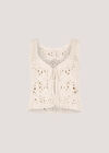Floral Crochet Tie Front Waistcoat, Cream, large