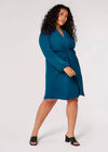 Curve Twist-Front Mini Dress, Teal, large