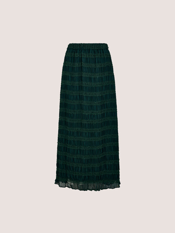 Ruched Chiffon Maxi Skirt, Green, large