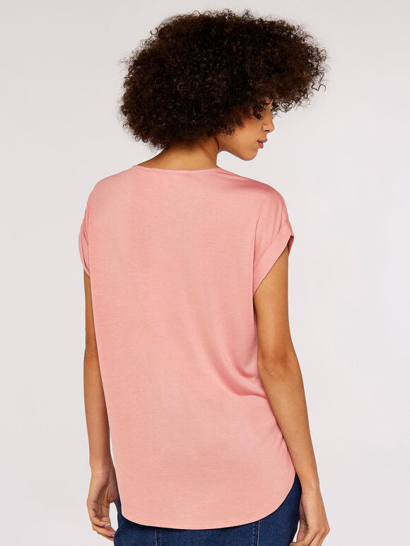 Curved Hem Tee, Pink, large