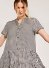 Mini Gingham Shirt Tiered Dress, Black, large