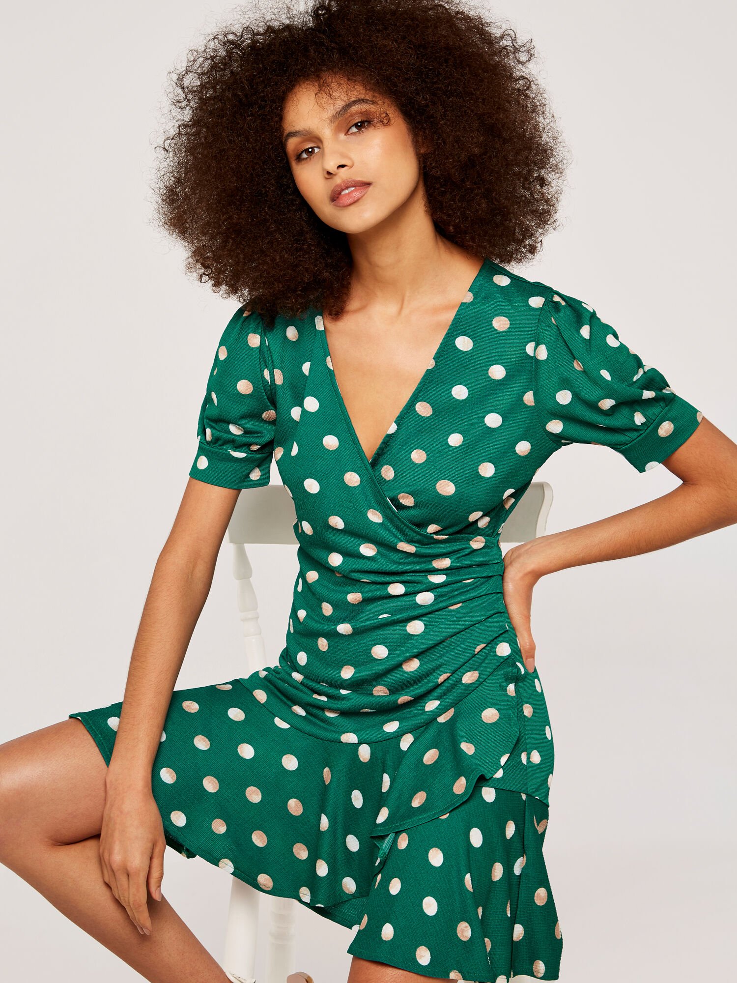 Spot ruffle dress top