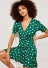 Watercolour Spot Ruffle Dress, Green, large