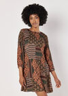 Patchwork Plisse Mini Dress, Khaki, large