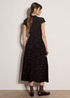 Floral Crepe Smocked Midi Dress, Black, large