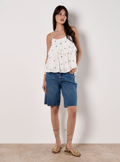 Sequin Spot Tiered Camisole Top