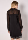 Sequin Trim Shift Mini Dress, Black, large