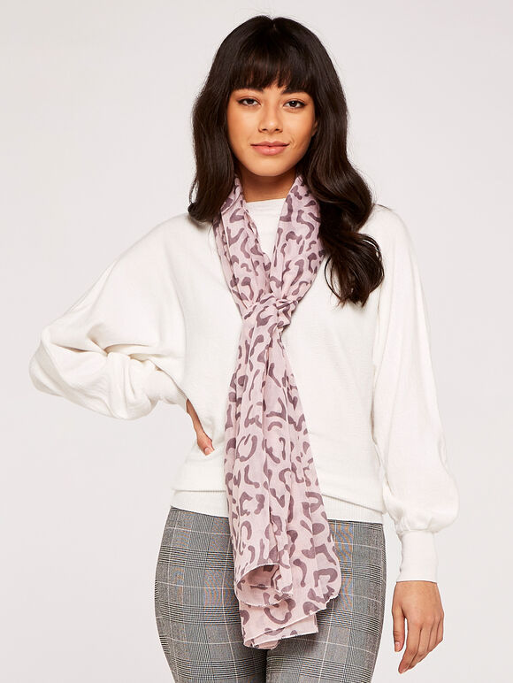 Leopard Print Scarf, Pink, large