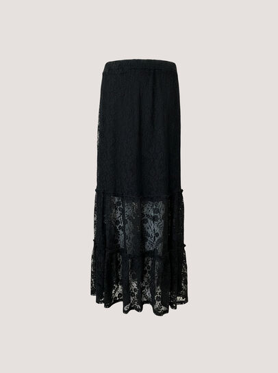 Floral Lace Tiered Midi Skirt