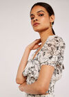 Floral Puff Sleeve Top, Cream, large