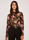 Pink Roses Lace High Neck Top, Black, large