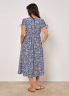 Ditsy Floral Button-Down Midi Dress, Blue, large