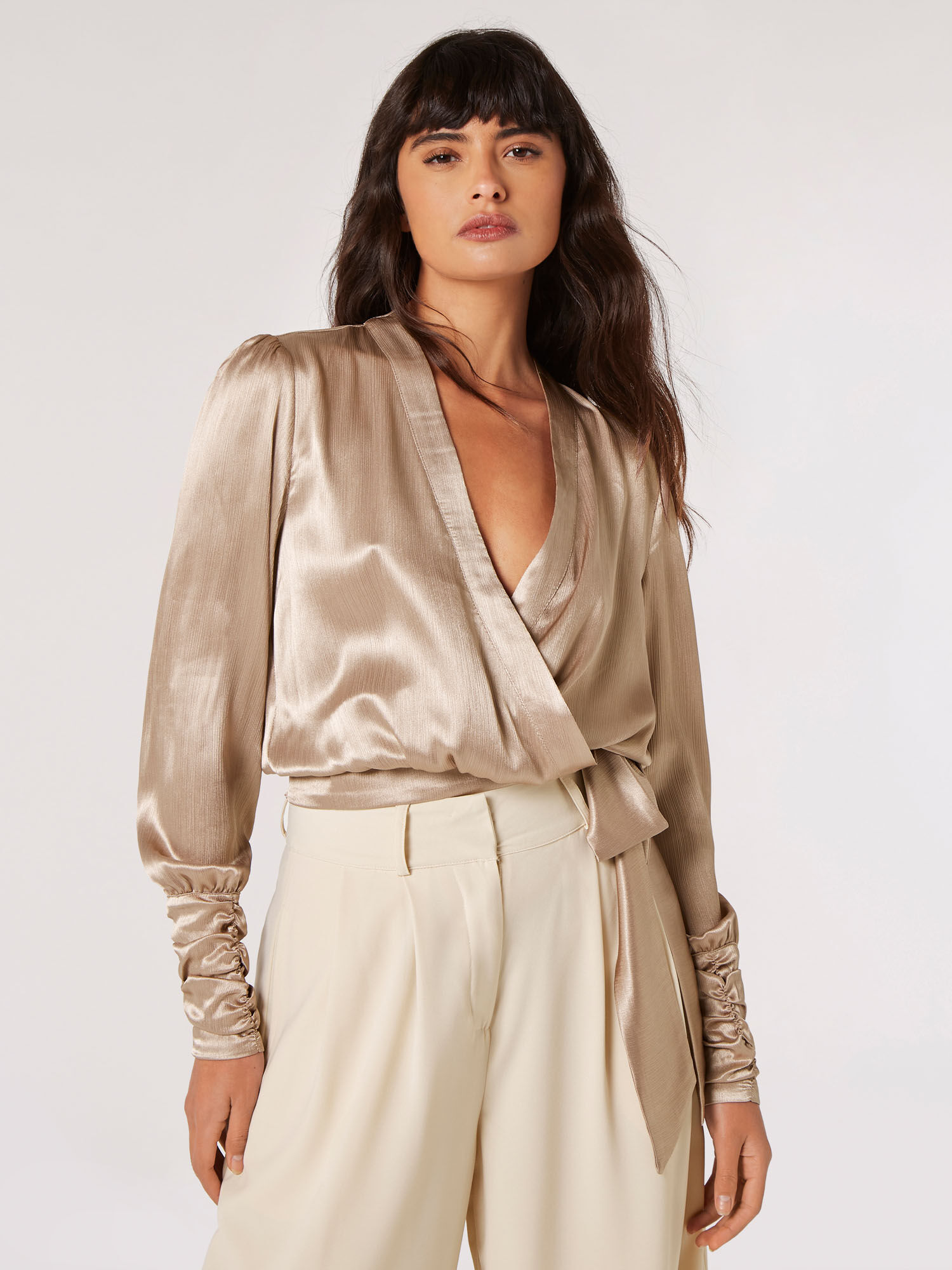 Satin deals wrap top