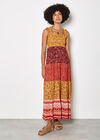 Patchwork Floral Paisley Maxi Dress, Orange, large
