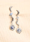 Silver Tone Celestial Stone Drop Earrings, Silver, large