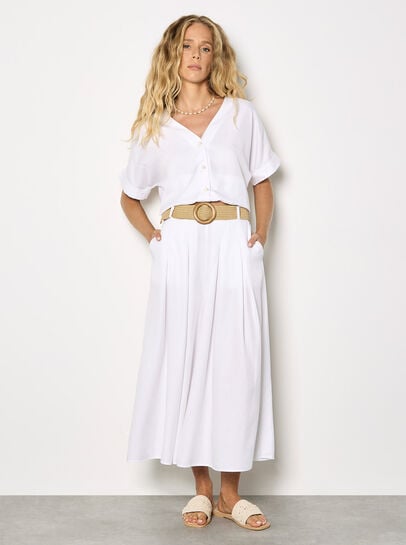 Pleated Wide-Leg Culotte Trousers
