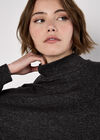 Mock Neck Oversized Soft Knit Top, Dark Grey - Charcoal, large