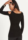 Ribbed Cold Shoulder Jumper, Black, large