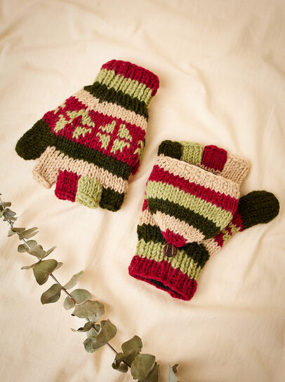 Hand Knitted Striped Gloves