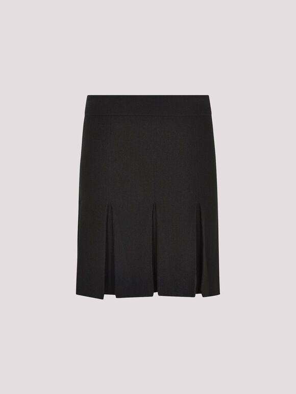 Knitted Pleat Mini Skirt, Black, large