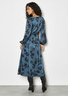 Satin Shimmer Floral Wrap Midaxi Dress, Blue, large