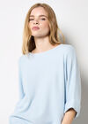 Soft-Touch Batwing Waffle Knit Top, Blue, large