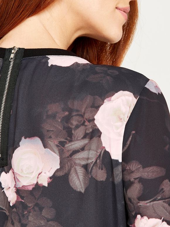 Jersey Floral Back Top, Pink, large