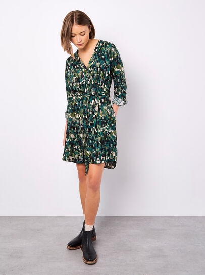 Abstract Brushstroke Shirt Mini Dress