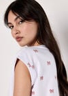 Bow Print T-Shirt, Pink, large