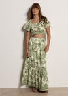 Palm Print Midi Skirt, Cream, large