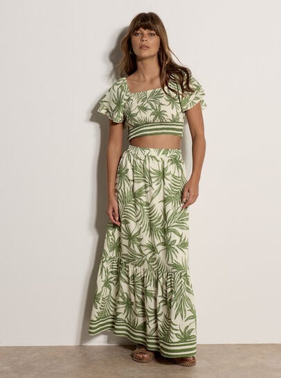 Palm Print Midi Skirt