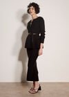 Peplum Hem Rbbed Knit Cardigan, Black, large