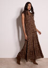 Painterly Paisley Ruffle Top, Brown, large