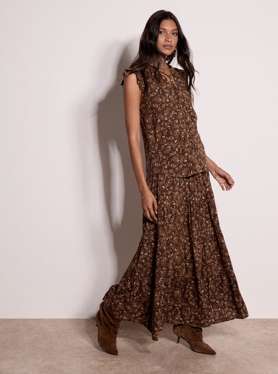 Painterly Paisley Ruffle Top