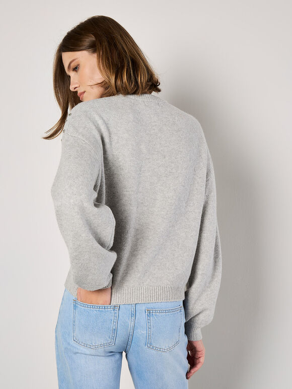 Gem Embellished Jumper, Grey, large