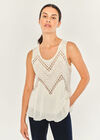 Zigzag Crochet Shimmer Slub Top, Cream, large