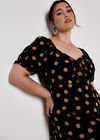 Polka Dot Bow Detail Midi Dress, Black, large