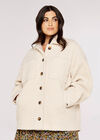 Curve Teddy Borg Shacket, Cream, large