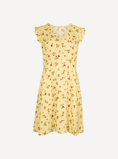 Vintage Floral Ruffle Mini Dress