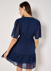 Polka Dot Chiffon Mini Dress, Navy, large